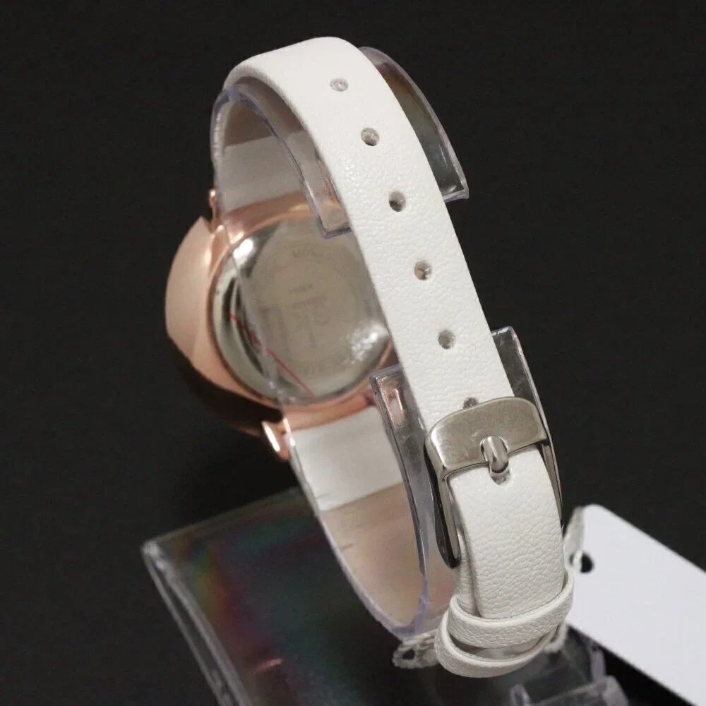 Ladies Dress Quartz Watch White Floral Dial White Strap 32mm